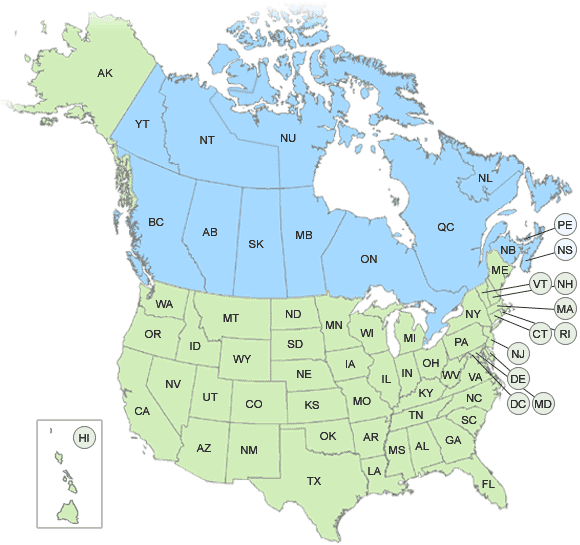 Map Of U.S.& Canada - Long Dark Ravine Map